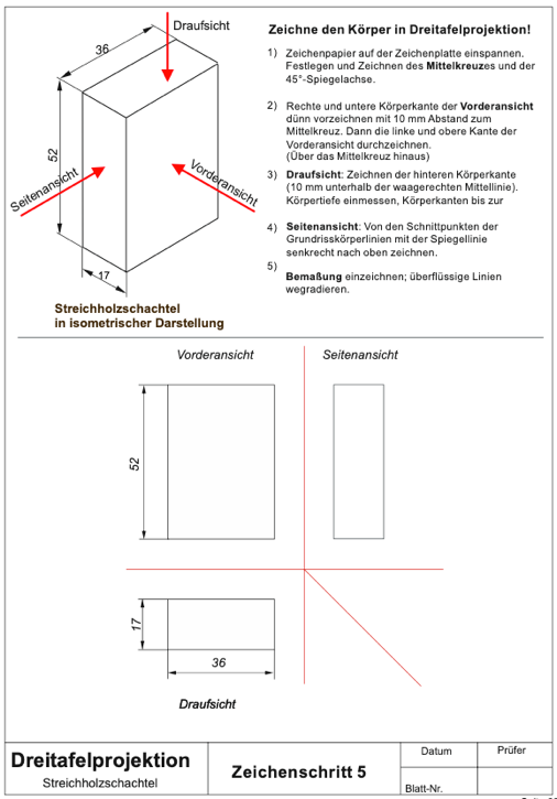 Zeichenübung 3-Tafel-Projektion