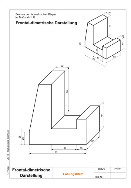 Lösung Zeichenübung frontal-dimetrisch