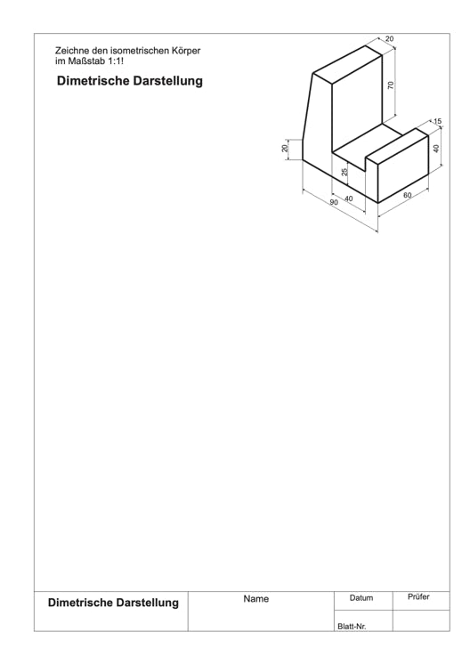 Arbeitsblatt Dimetrische Darstellung von Körpern