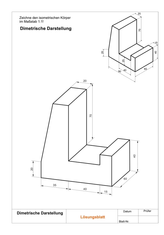 Lösung Arbeitsblatt Dimetrische Darstellung von Körpern