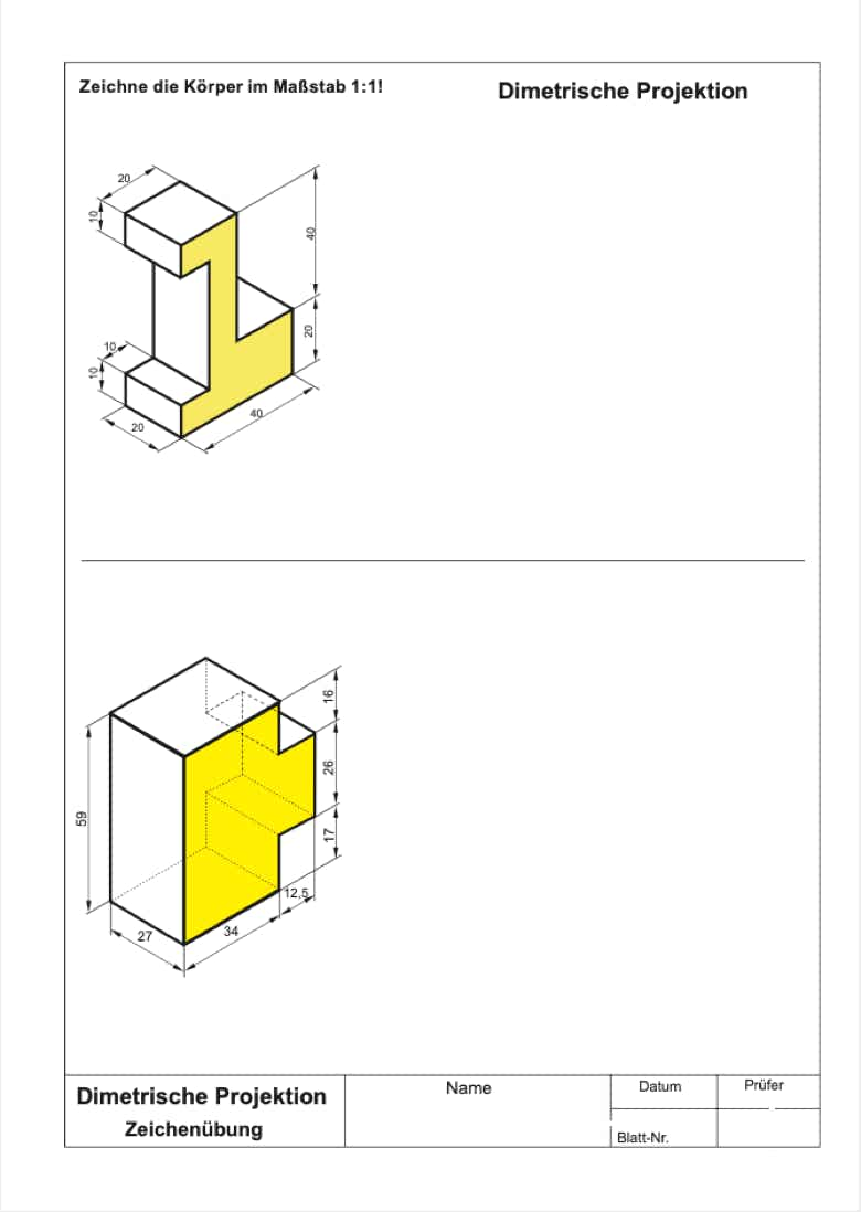 Arbeitsblatt Dimetrische Projektion