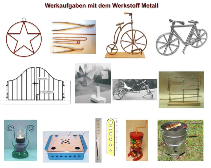 Werkaufgaben mit dem Werkstoff Metall