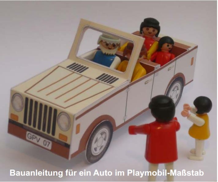 Werkaufgabe mit Papier/Karton: Playmobil-Auto aus Karton
